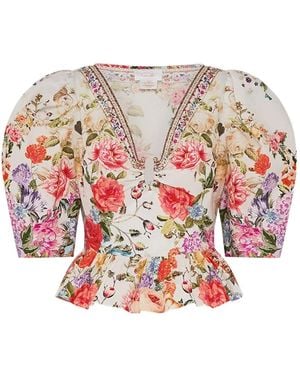 CAMILLA Puff-sleeves hardware blouse - Rojo