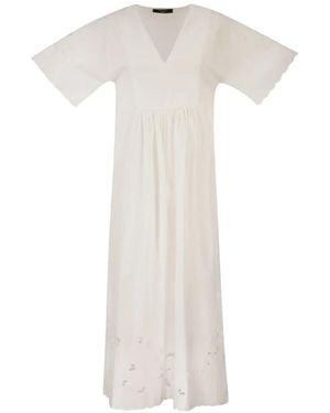 Weekend by Maxmara Embroidered V-Neck Dress - White
