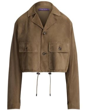 Ralph Lauren Cropped Lamb-Suede Jacket - Brown
