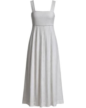 DKNY Tie-Back Sleeveless Midi Linen Dress - White