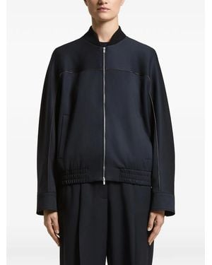 Peserico Piped-Trim Elasticated-Hem Jacket - Blue