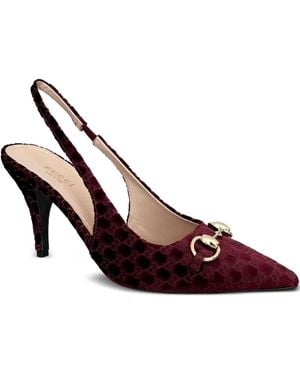 Gucci Horsebit Patterned Slingback Pumps - Viola