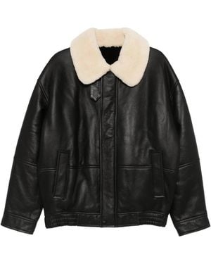 Yves Salomon Shearling-Collar Jacket - Black