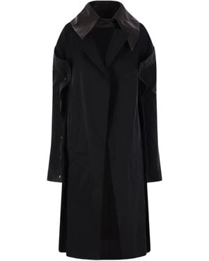Yohji Yamamoto Leather-Collar Coat - Black