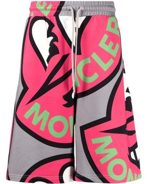 Moncler Logo-Print Shorts - Pink