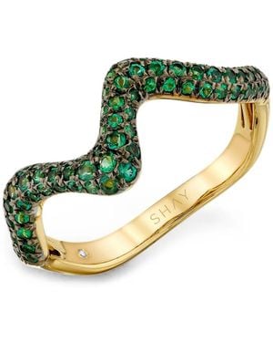 SHAY Wave Ring Mit Smaragd - Grün