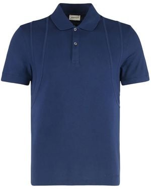 McQueen Seam-Detailed Polo Shirt - Blue