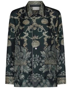 Pierre Louis Mascia Aloe Baroque-Pattern Silk Shirt - Green