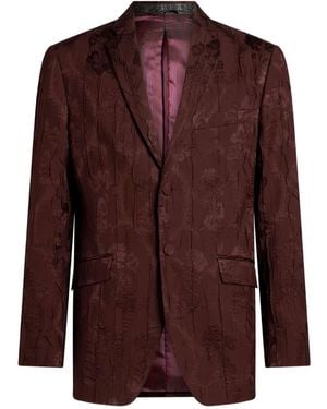 Etro Pleated Floral-Pattern Jacket - Brown