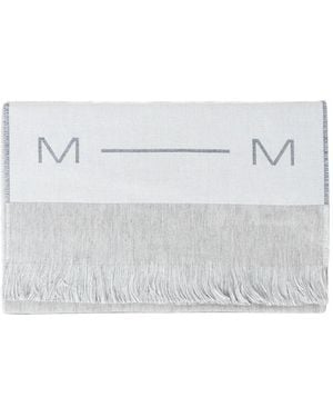 Max Mara Logo-Intarsia Fringed Scarf - White