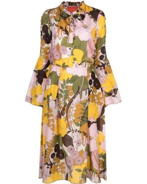 La DoubleJ Casanova Floral-Print Midi Dress - Pink