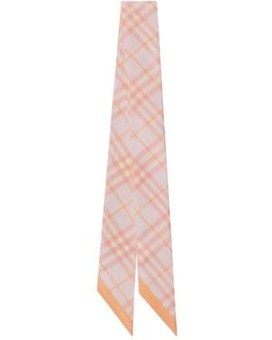 Burberry Checked Silk Scarf - Pink