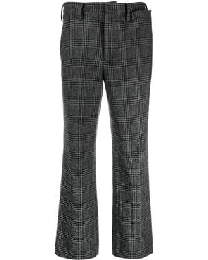 Yohji Yamamoto Gerade Hose Mit Hahnentrittmuster - Grau