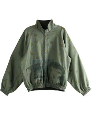 Undercover Floral Print Pocket Coat - Green