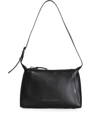 Brunello Cucinelli Leather Shoulder Bag - Black