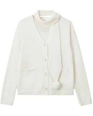 B+ AB Cárdigan Con Pompón Y Detalle De Bufanda - Blanco