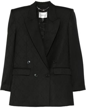 Nissa Double-Breasted Textured Jacket - Black