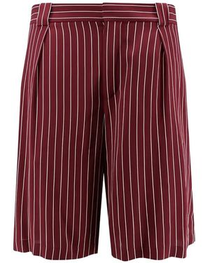 Saint Laurent Striped Pleated Shorts - Red