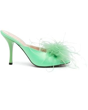 Pinko Mules Con Dettaglio Di Piume - Verde
