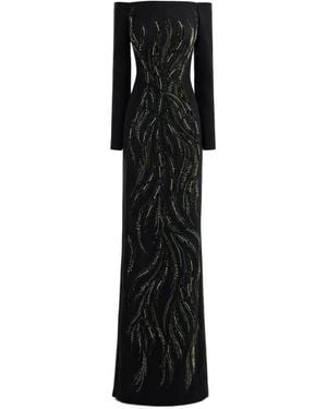 Gemy Maalouf Beaded Off-Shoulder Dress - Black