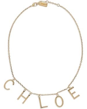 Chloé Halskette mit Logo - Weiß