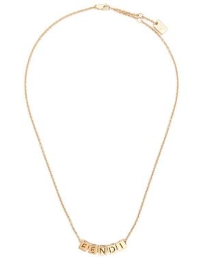 Fendi Logo-Dice Pendant Necklace - White