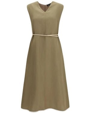 Fabiana Filippi V-Neck Belted Midi Dress - Green