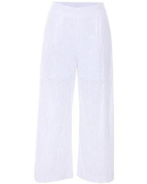 Twinset Floral-Embroidered Wide-Leg Trousers - White