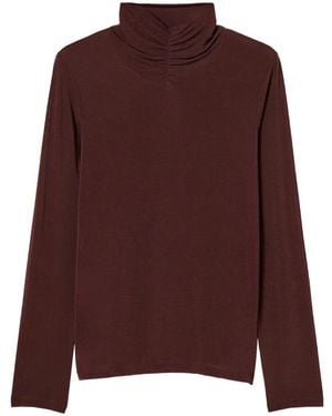 Twinset Turtleneck Top With Draping - Brown