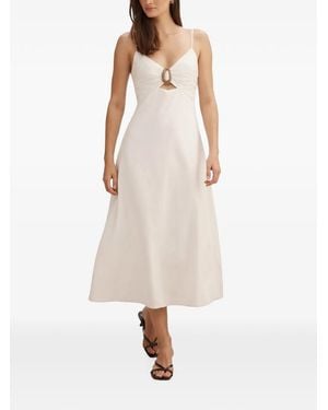 EVER NEW Alice Gathered Hardware-Detail Midi Dress - Natural