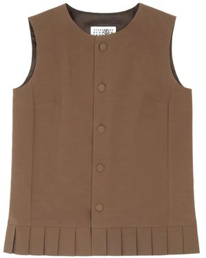 MM6 by Maison Margiela Haut Plissé À Design Sans Manches - Brown