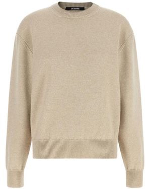 Jacquemus La Maille Moulin Logo-Intarsia Jumper - Natural
