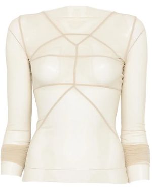 Rick Owens Temple Sheer Panelled Long-Sleeve Top - White