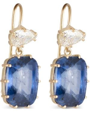 Sylva & Cie Sapphire And Diamond Drop Earrings - Blue