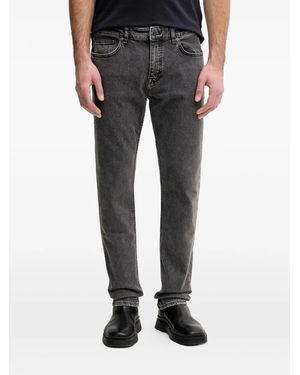 BOSS Tonal Topstitching Straight-Leg Jeans - Black