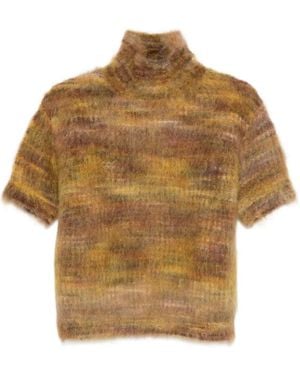 Roberto Collina Knitted Short-Sleeve Top - Brown