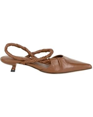 JVAM Twisted-Strap Pointed-Toe Court Shoes - Brown