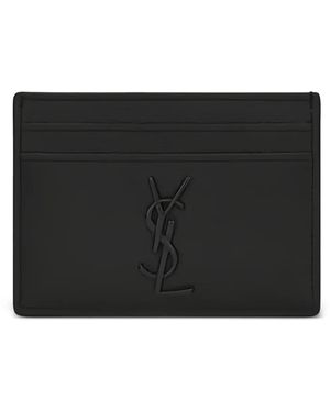 Saint Laurent Logo-Plaque Leather Cardholder - Black