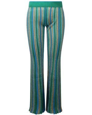Circus Hotel Striped Flared Trousers - Green