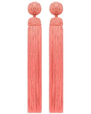 Oscar de la Renta Silk Rope Tassel Clip-On Earrings - Pink