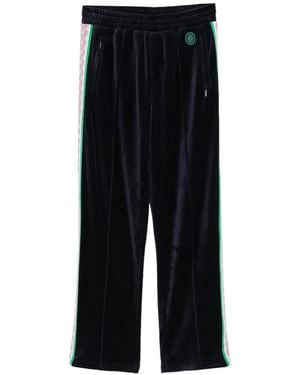 Drole de Monsieur Velvet Side-Stripe Track Trousers - Black