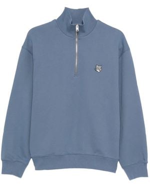 Maison Kitsuné フォックスヘッド ハーフジップ スウェットシャツ - ブルー