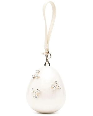 Simone Rocha Crystal-Embellished Egg Tote Bag - White