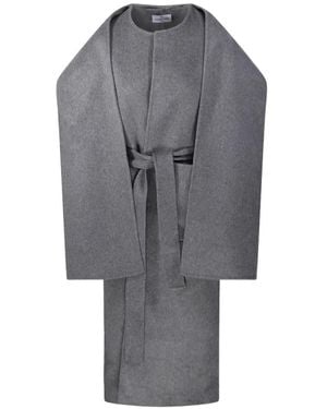 The Dynamis Studio Bruxelles Mantel Mit Cape-Ärmeln Und Gürtel - Grau