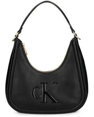 Calvin Klein Logo-Embossed Shoulder Bag - Black