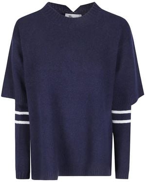 Sibel Saral Layered-Sleeve Striped Jumper - Blue
