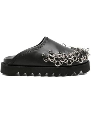 Toga Chain-Embellished Leather Mules - Black