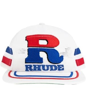 Rhude Logo-Embroidered Mesh Cap - White