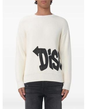 DISCLAIMER Logo-Print Drop-Shoulder Sweater - White