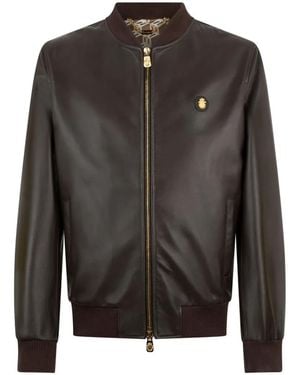 Billionaire Zip-Fastening Leather Jacket - Grey
